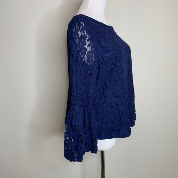 Lace Blue Laundry Puff Flounce Long Sleeve Sz Medium - Picture 4 of 9
